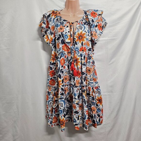 Anthropologie Flannel Pajama Dress Women Size 5 Real Fun, Wow Floral Tiered - Picture 4 of 16